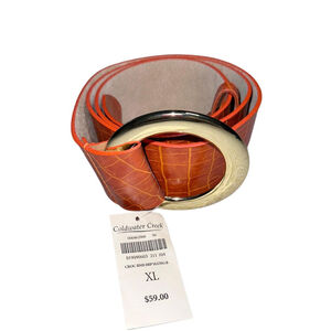 Vintage NWT Crocodile skin patterned leather hip-slung belt by Coldwater Creek